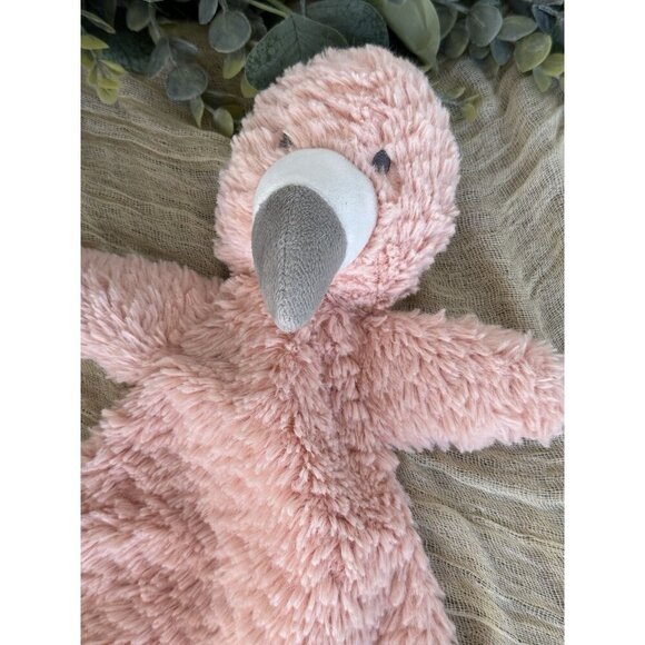 13” Demdaco Flamingo Soft Pink Lovey Rattle Security Blanket Pink Light Plush - Picture 2 of 8